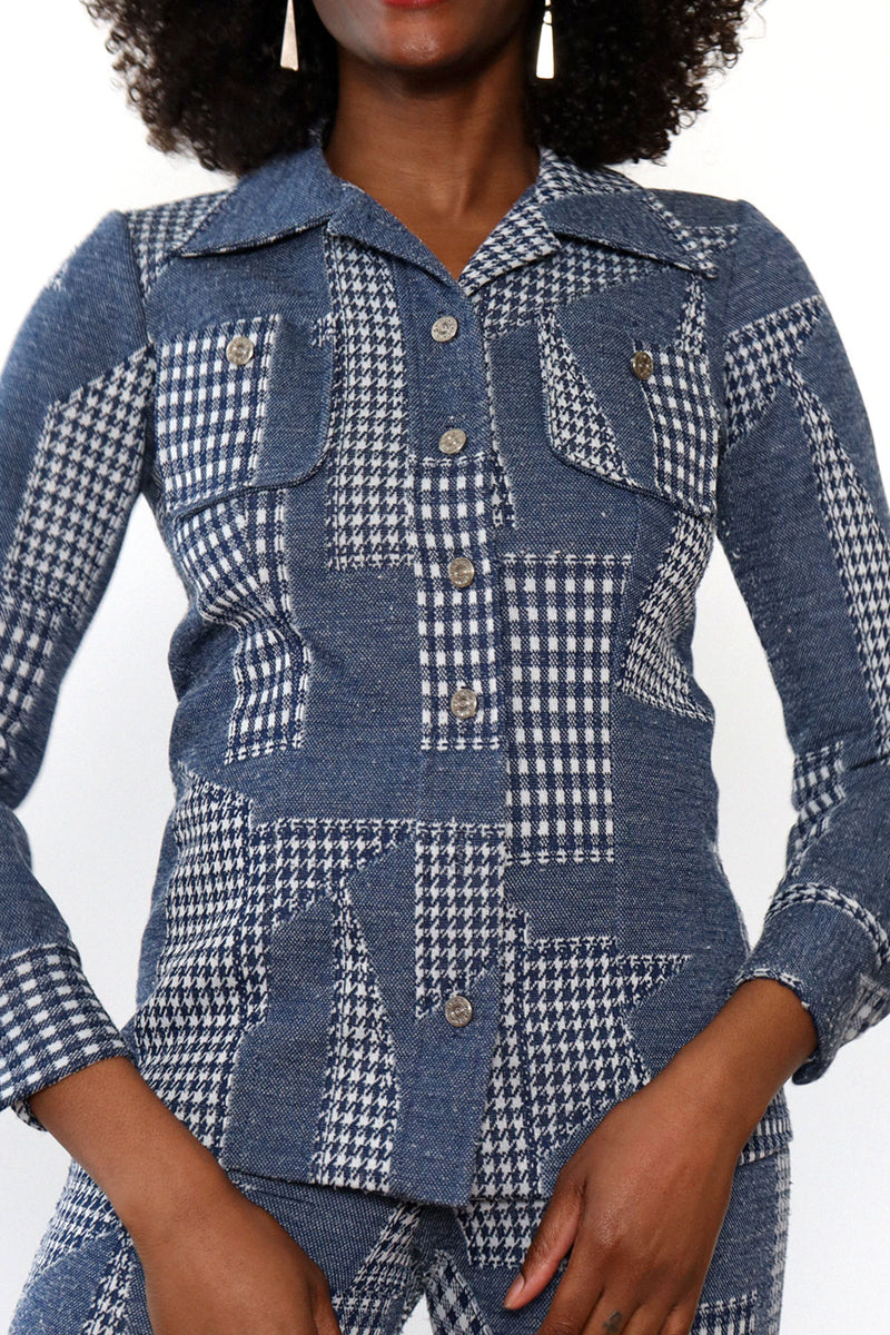 Patched Denim Print Suit S-S/M