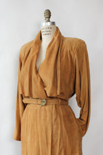 Draped Suede Duster Dress M/L