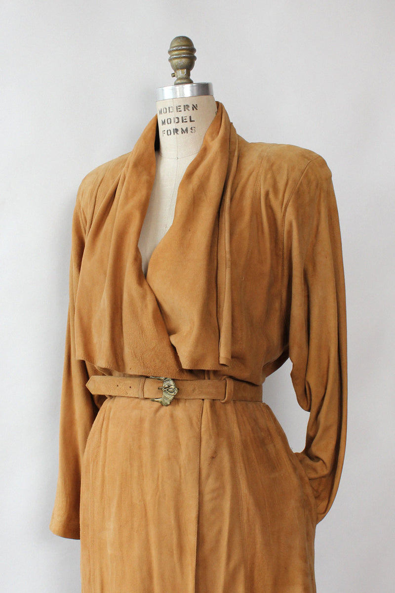 Draped Suede Duster Dress M/L