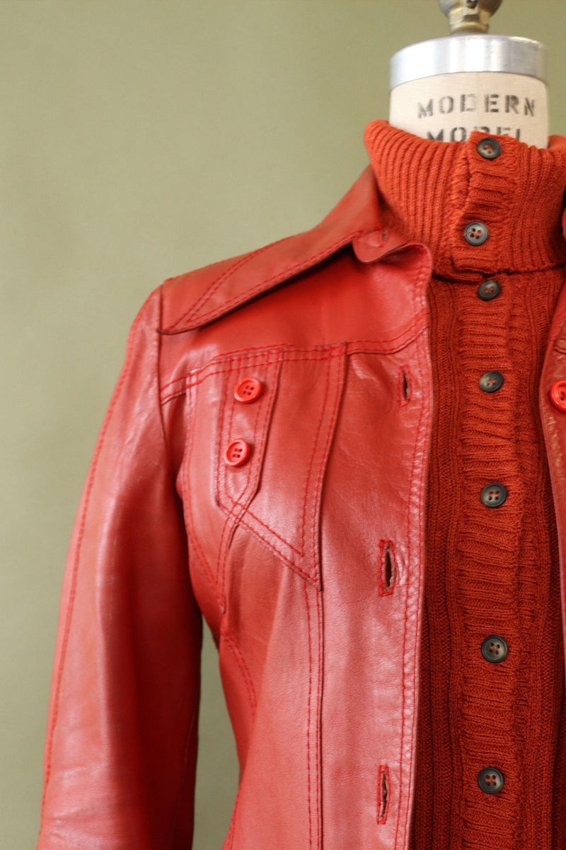 Rust Leather Shacket XS