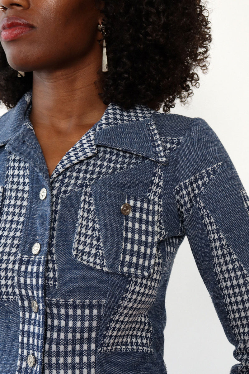 Patched Denim Print Suit S-S/M