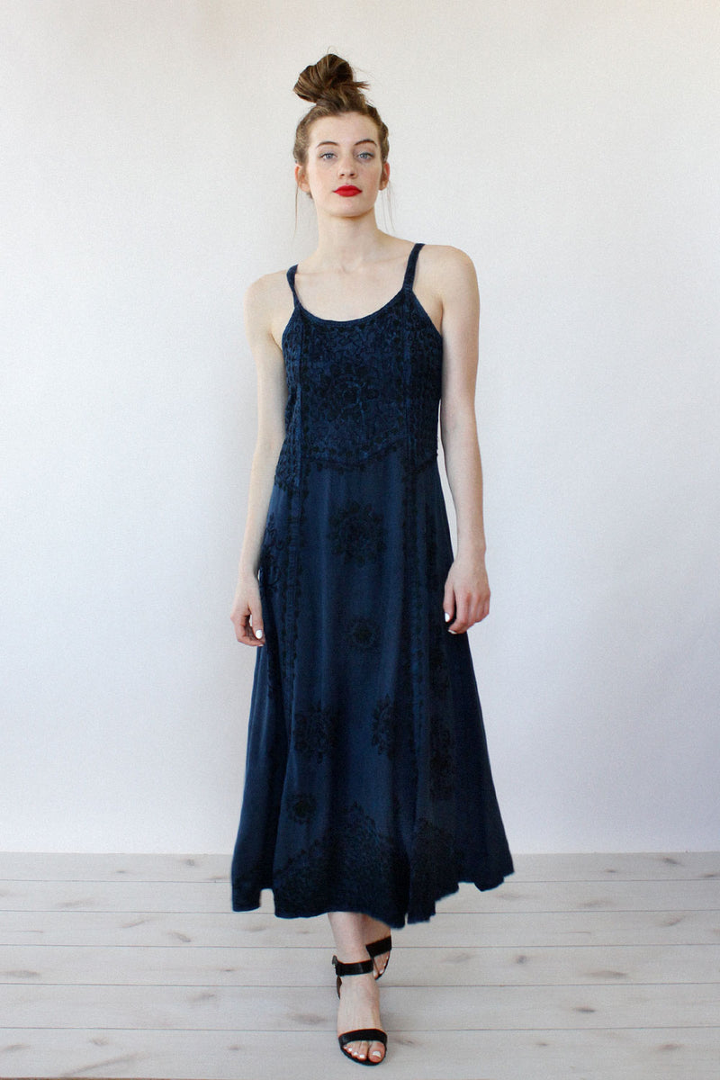 Indigo Embroidered Maxi Dress