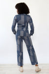 Patched Denim Print Suit S-S/M