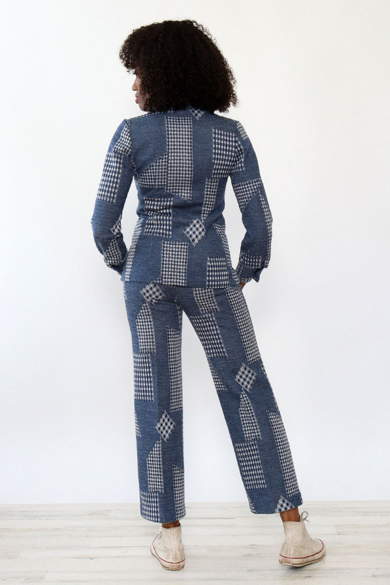 Patched Denim Print Suit S-S/M