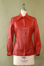 Rust Leather Shacket XS