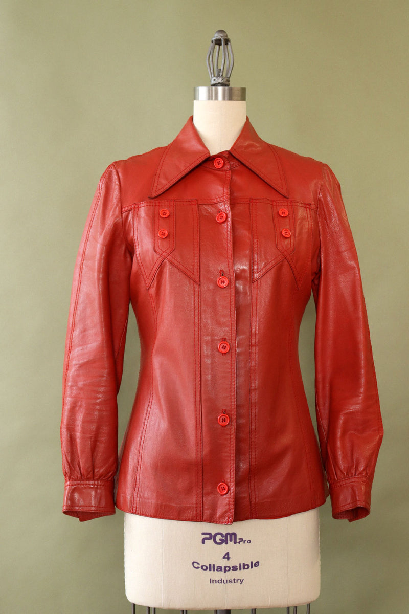Rust Leather Shacket XS