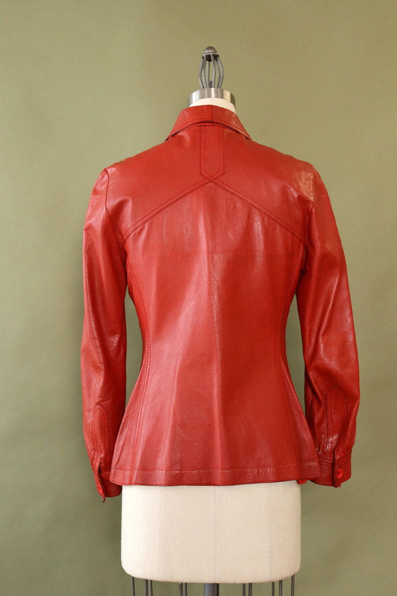 Rust Leather Shacket XS