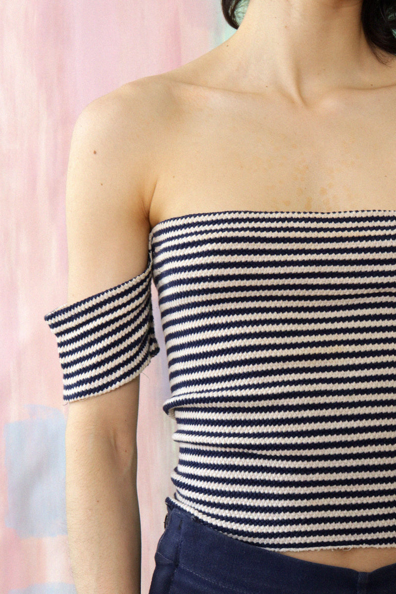 1950s Striped Off-Shoulder Top S/M-L