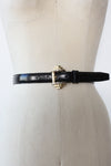Italian Leather Gold Geo-Buckle Belt XS-M
