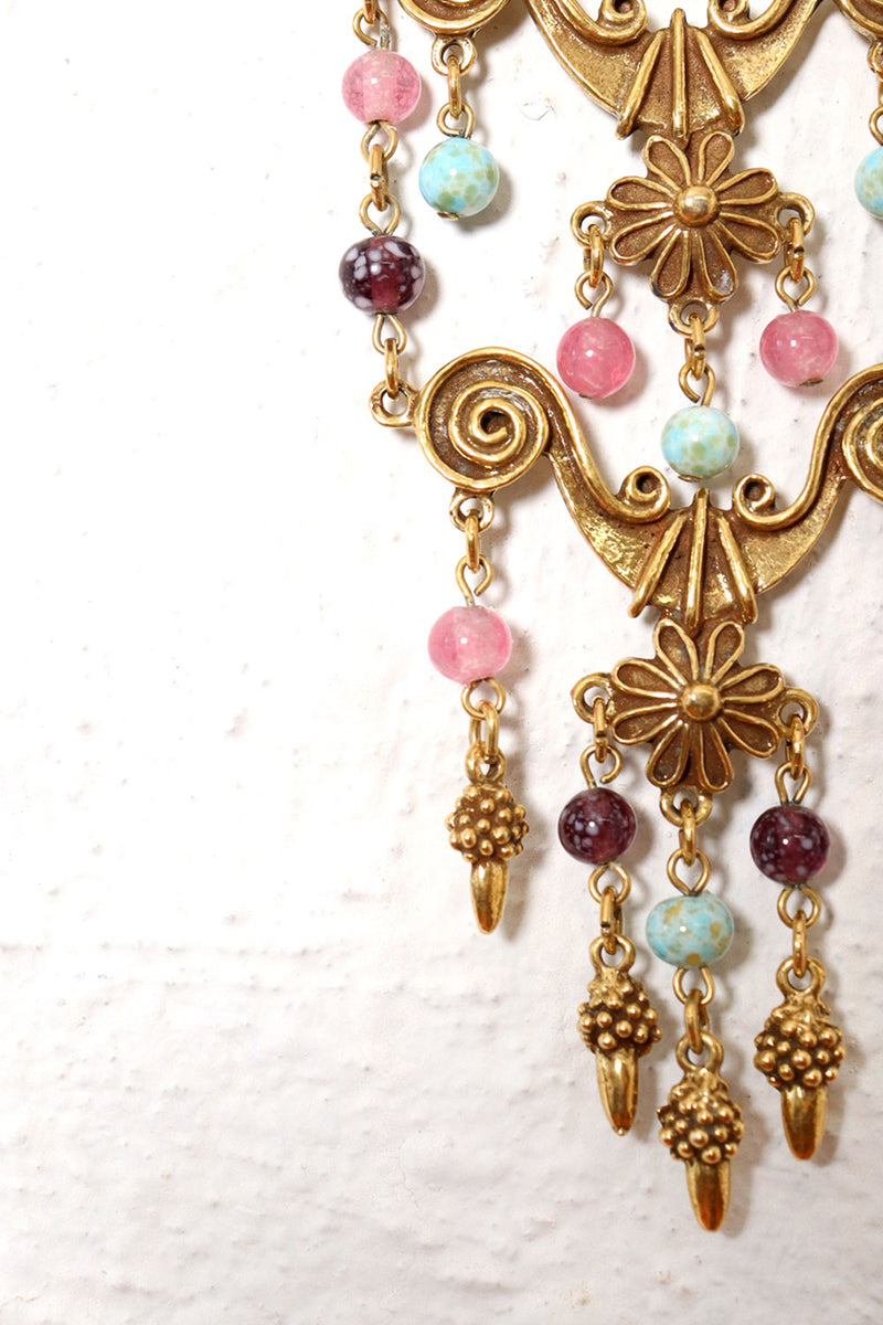 Glass Bead Gilded Statement Necklace