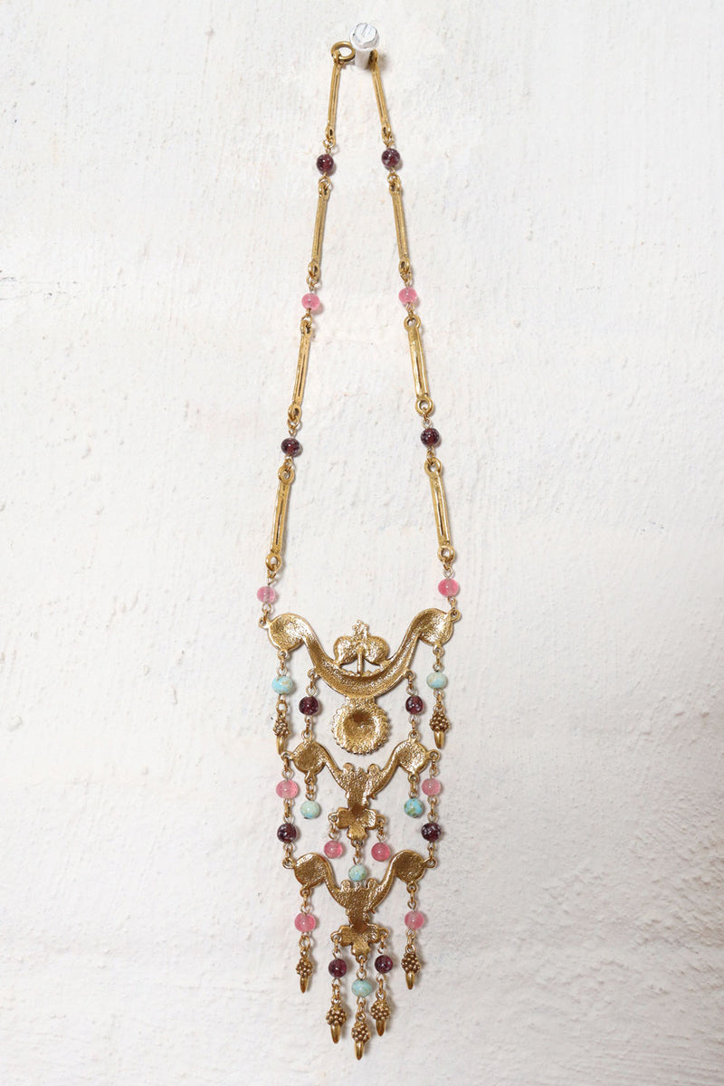 Glass Bead Gilded Statement Necklace