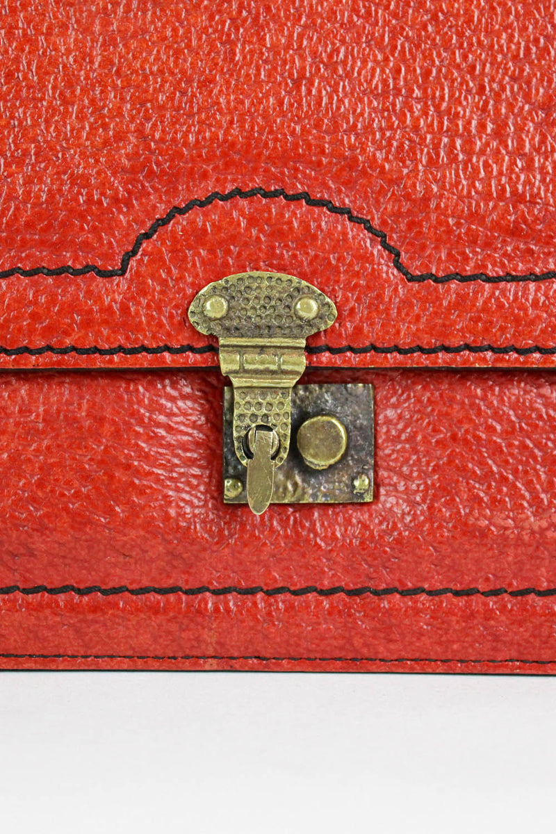 Red Leather Boxy Handbag