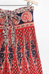 70s Block Print Lotus Wrap Skirt