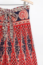 70s Block Print Lotus Wrap Skirt