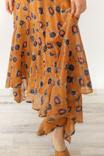 Nicole Miller 1970s Autumnal Floral Dress XS