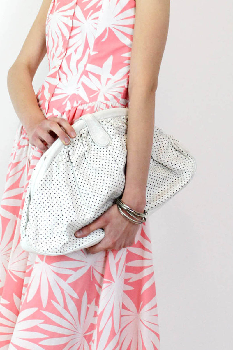 white leather clutch