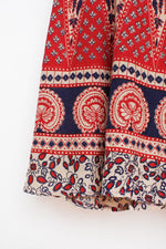 70s Block Print Lotus Wrap Skirt