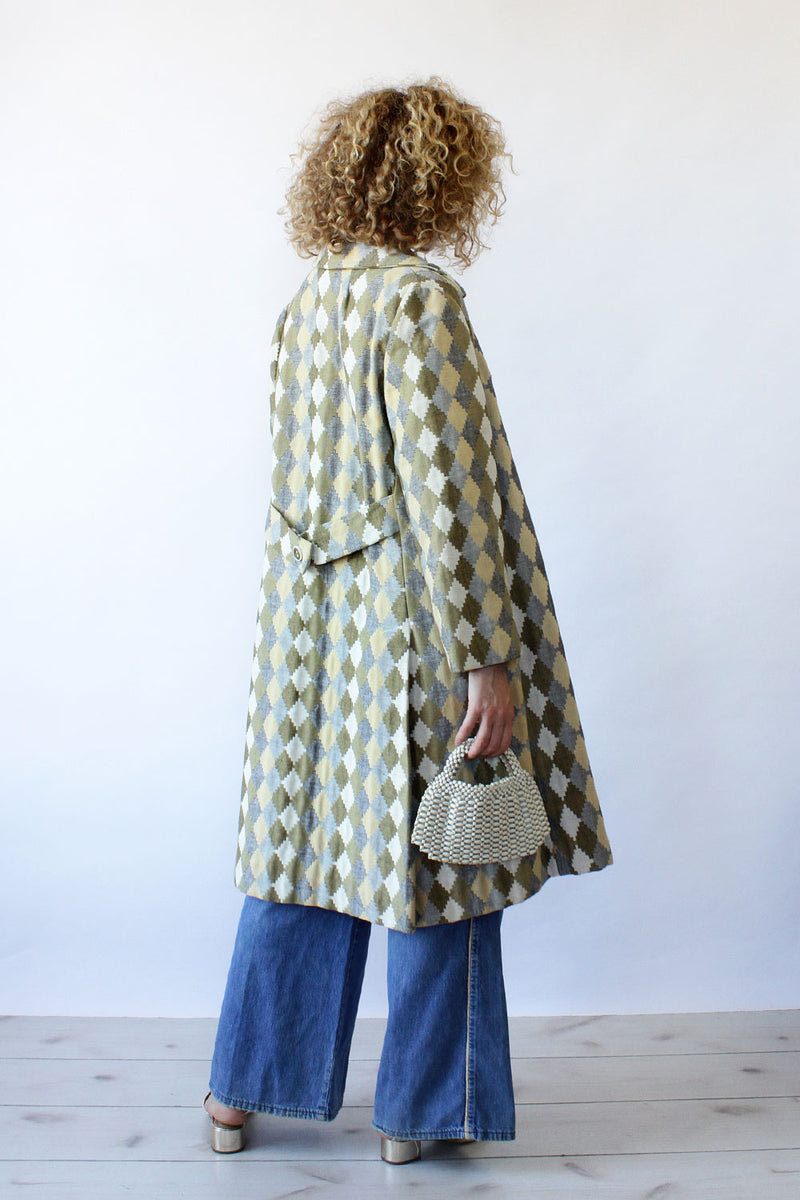 Tonal Diamond Weave Long Jacket M