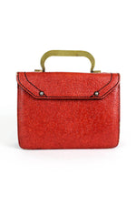 Red Leather Boxy Handbag