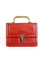 Red Leather Boxy Handbag