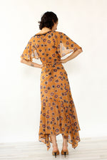 Nicole Miller 1970s Autumnal Floral Dress XS