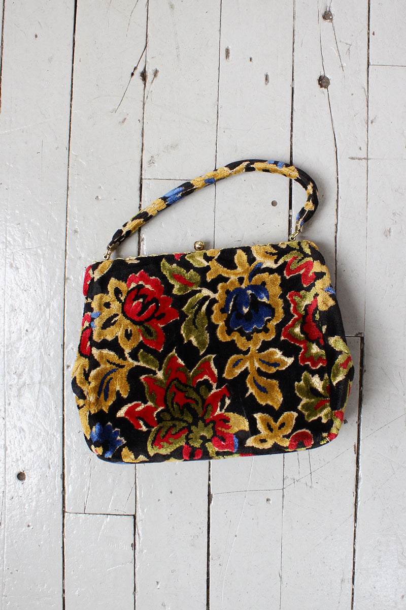 Dark Floral Carpet Bag