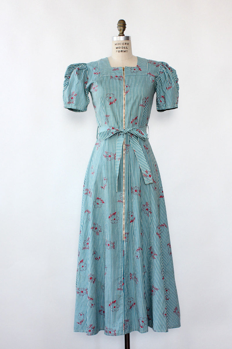 cotton house dress 1930s 1930s gingham house dress