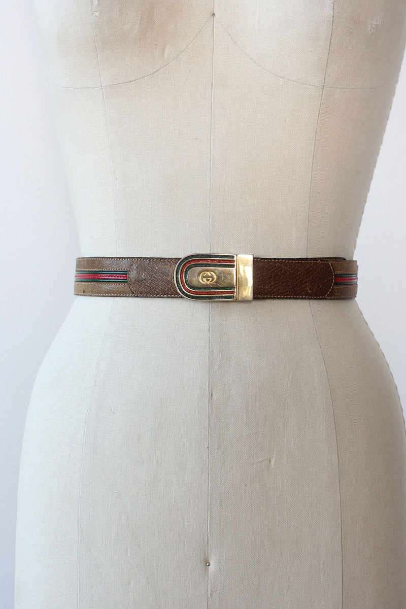 Gucci 1970s Striped Belt M/L