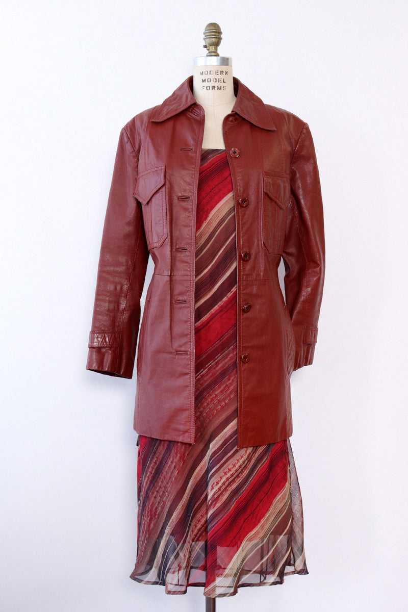 Cosiani Burgundy Gradient Leather Jacket M