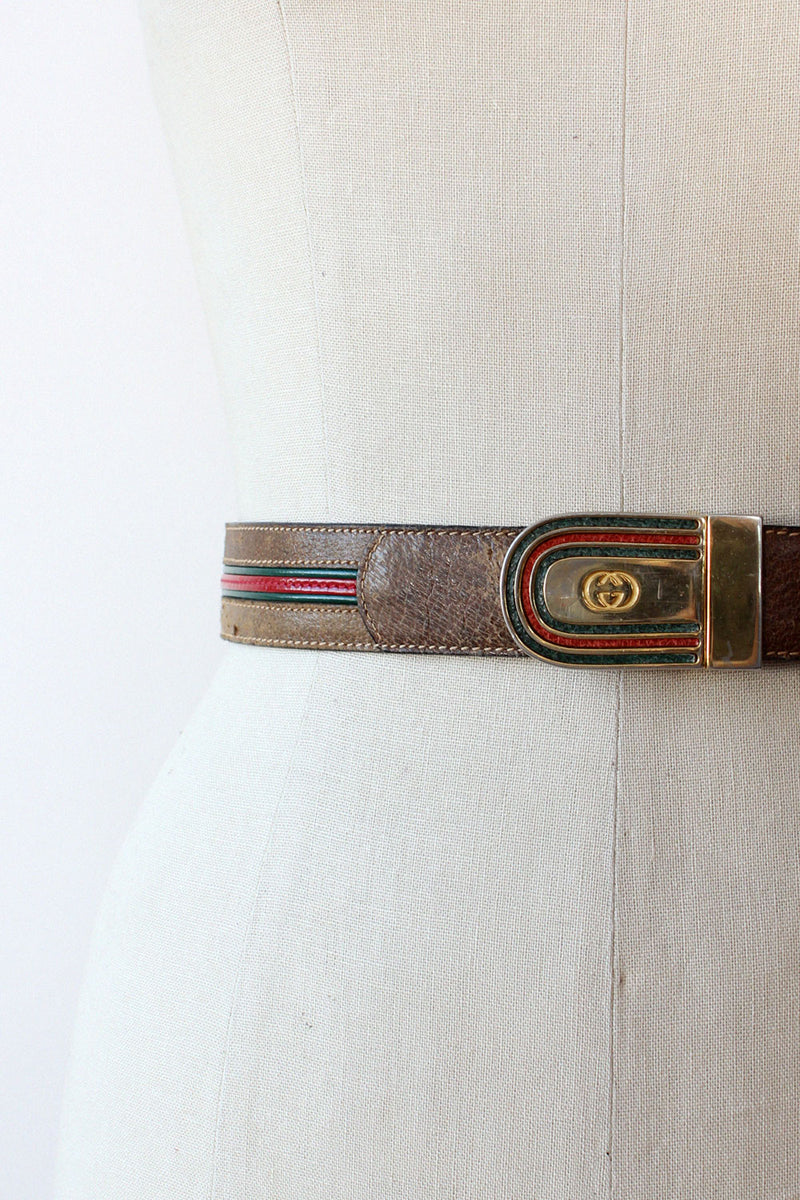 Gucci 1970s Striped Belt M/L