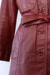 Burgundy Leather Car Coat M/L