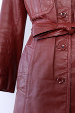 Burgundy Leather Car Coat M/L