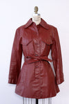 Burgundy Leather Car Coat M/L