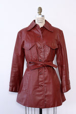 Burgundy Leather Car Coat M/L