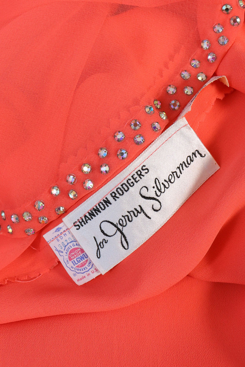 Shannon Rodgers Coral Rhinestone Chiffon Gown S
