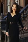 Mia Black Knit Wrap Dress S