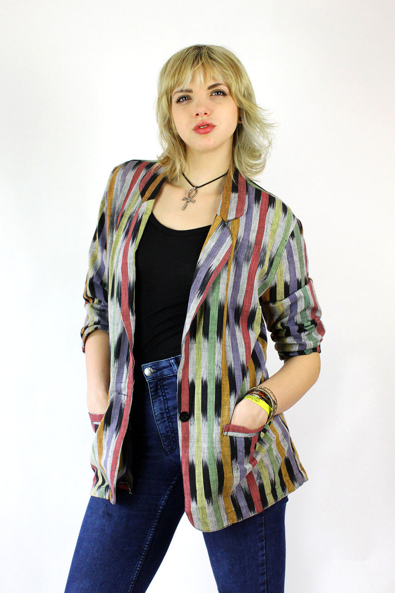 Southwestern Striped Blazer M