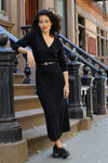 Mia Black Knit Wrap Dress S