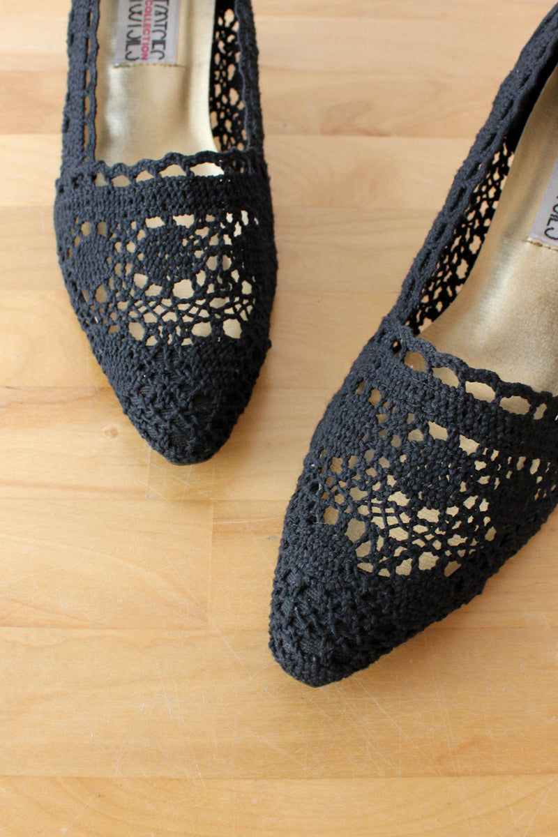Black Crochet Heels 8.5