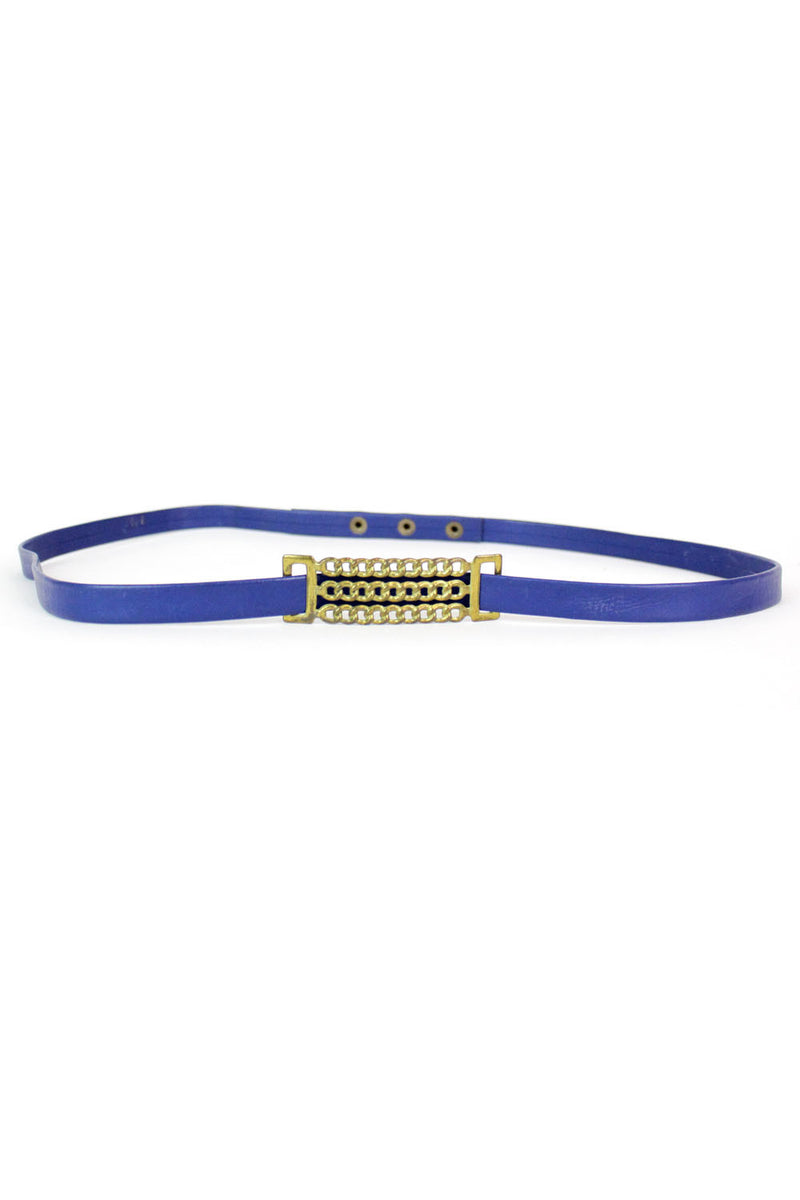 Blue Chain Skinny Belt