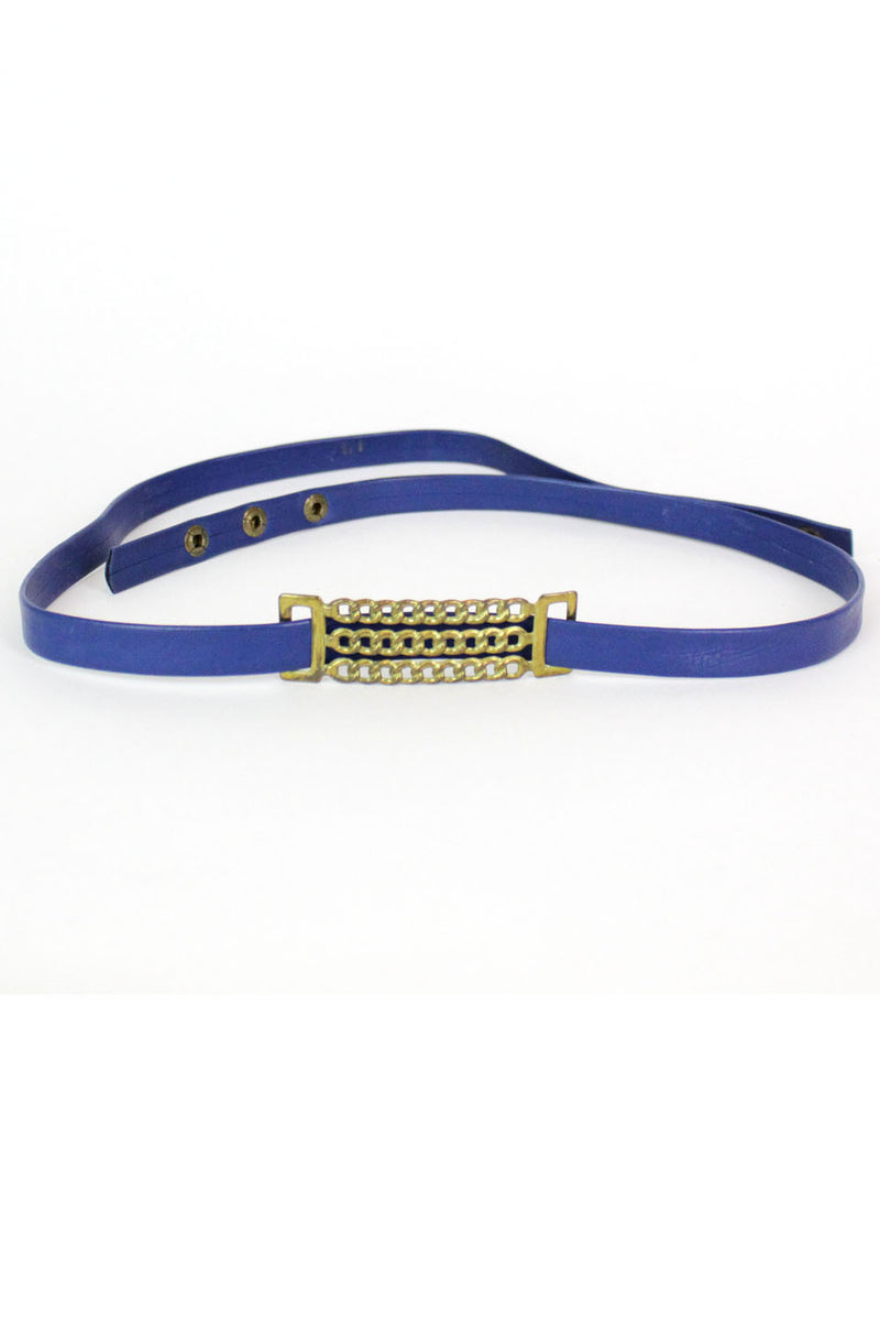 Blue Chain Skinny Belt