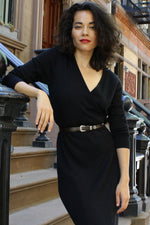 Mia Black Knit Wrap Dress S
