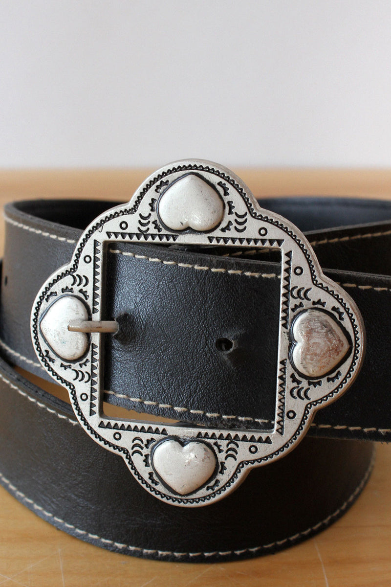 Pewter Heart Buckle Belt S/M