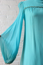 Aqua Chiffon Sleeve Mini Dress XS/S