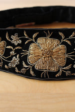 Golden Embroidered Velvet Belt XS-M