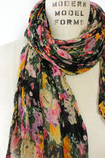 Atar Black Floral Scarf