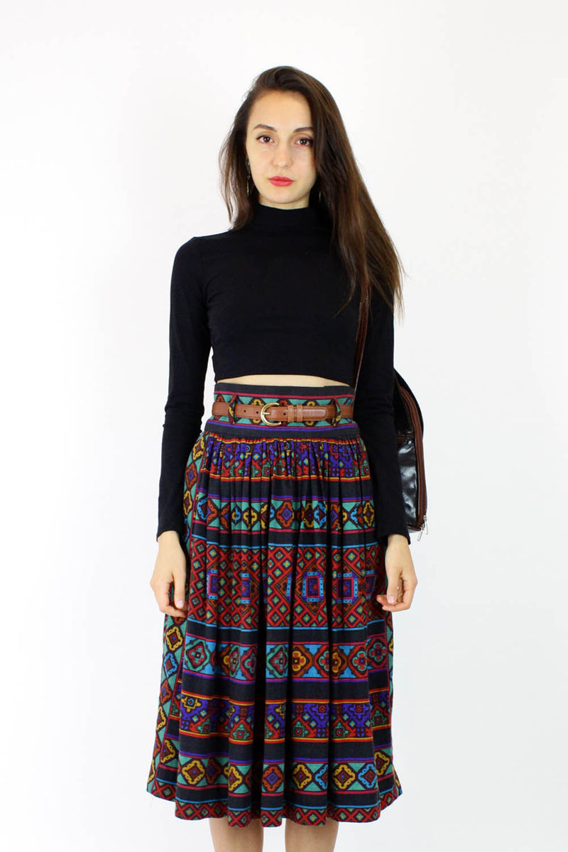 Oscar de la Renta Dark Stained Glass Skirt S