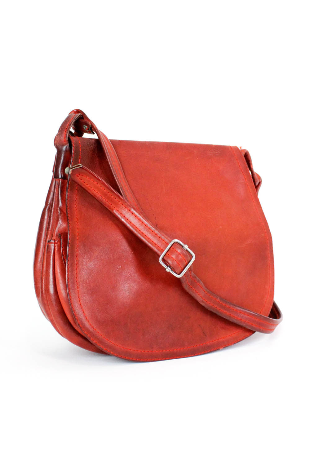 70s Rust Leather Saddle Bag