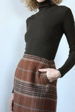 Alpaca Plaid Maxi Skirt M
