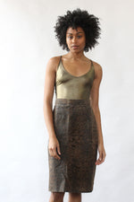 Snake Print Leather Skirt L